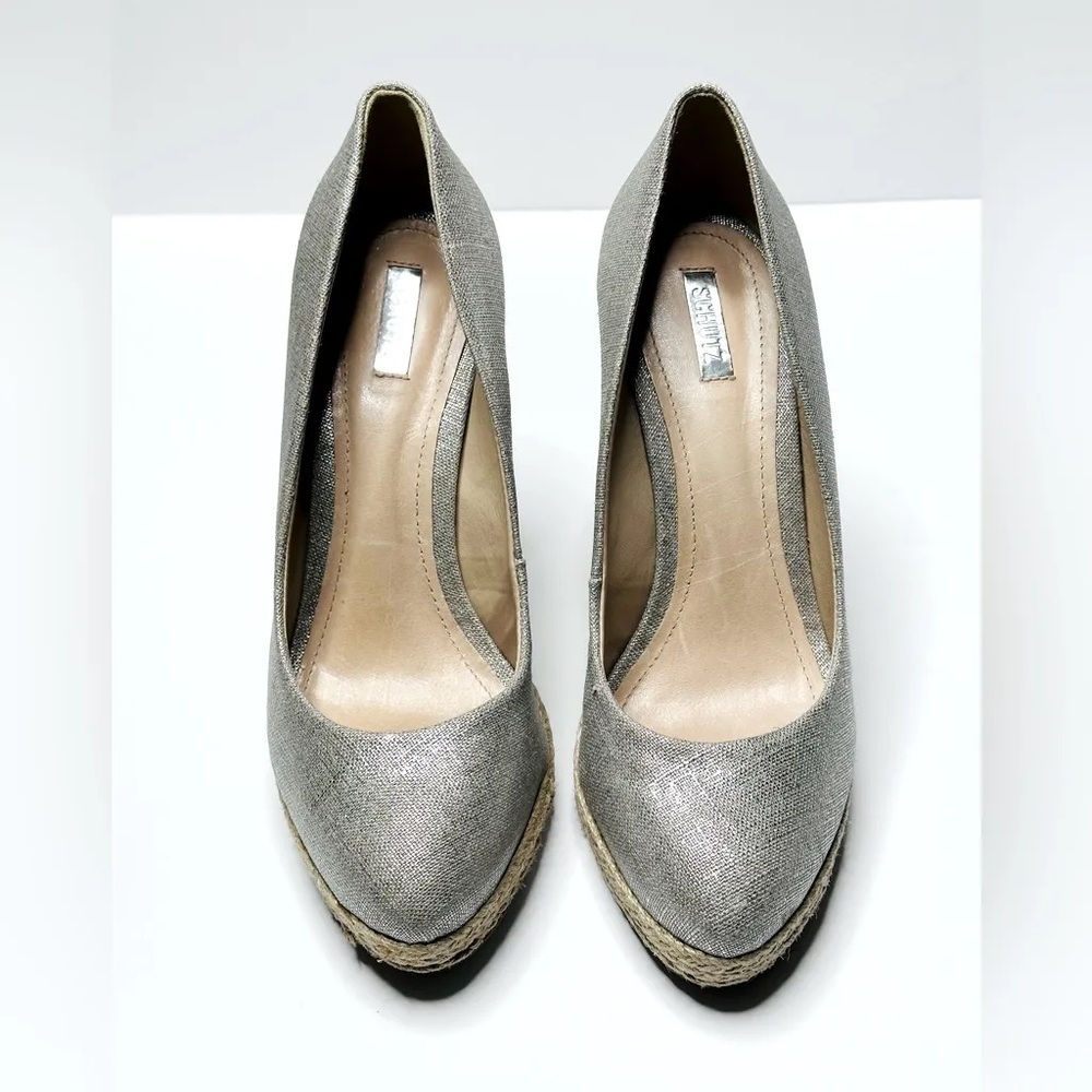 SCHUTZ Metallic Silver and Beige Heels